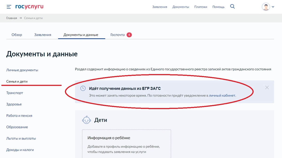 Нажимаем кнопку "Запросить документы".