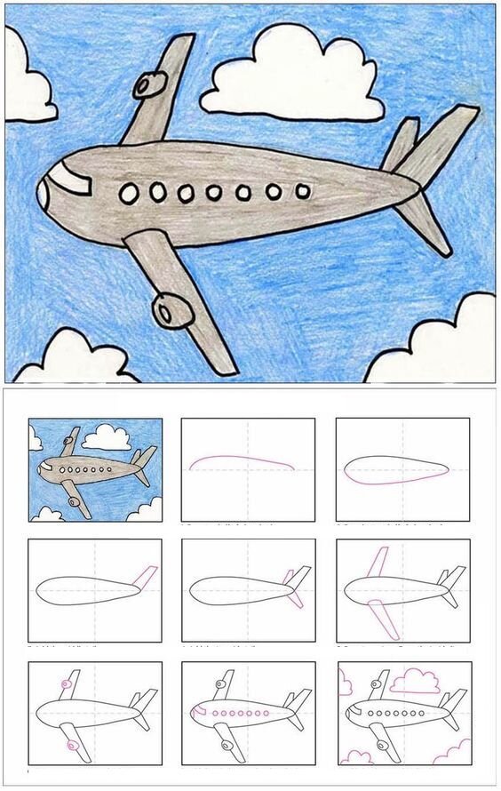 Как нарисовать военный самолет ребенку поэтапно | How to draw a plane for kids