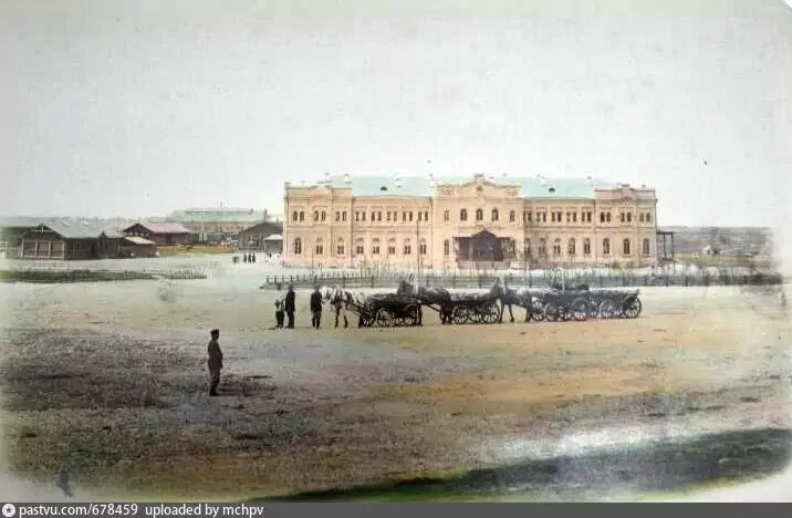 Смоленский (Белорусский) вокзал в 1870 году. Фото М. Настюкова, с сайта www.pastvu.com.