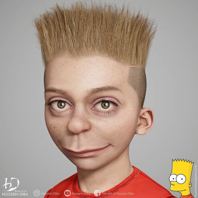 Барт Симпсон. Автор: Хоссейн Диба. Источник: https://www.instagram.com/hossein.diba/?hl=ru