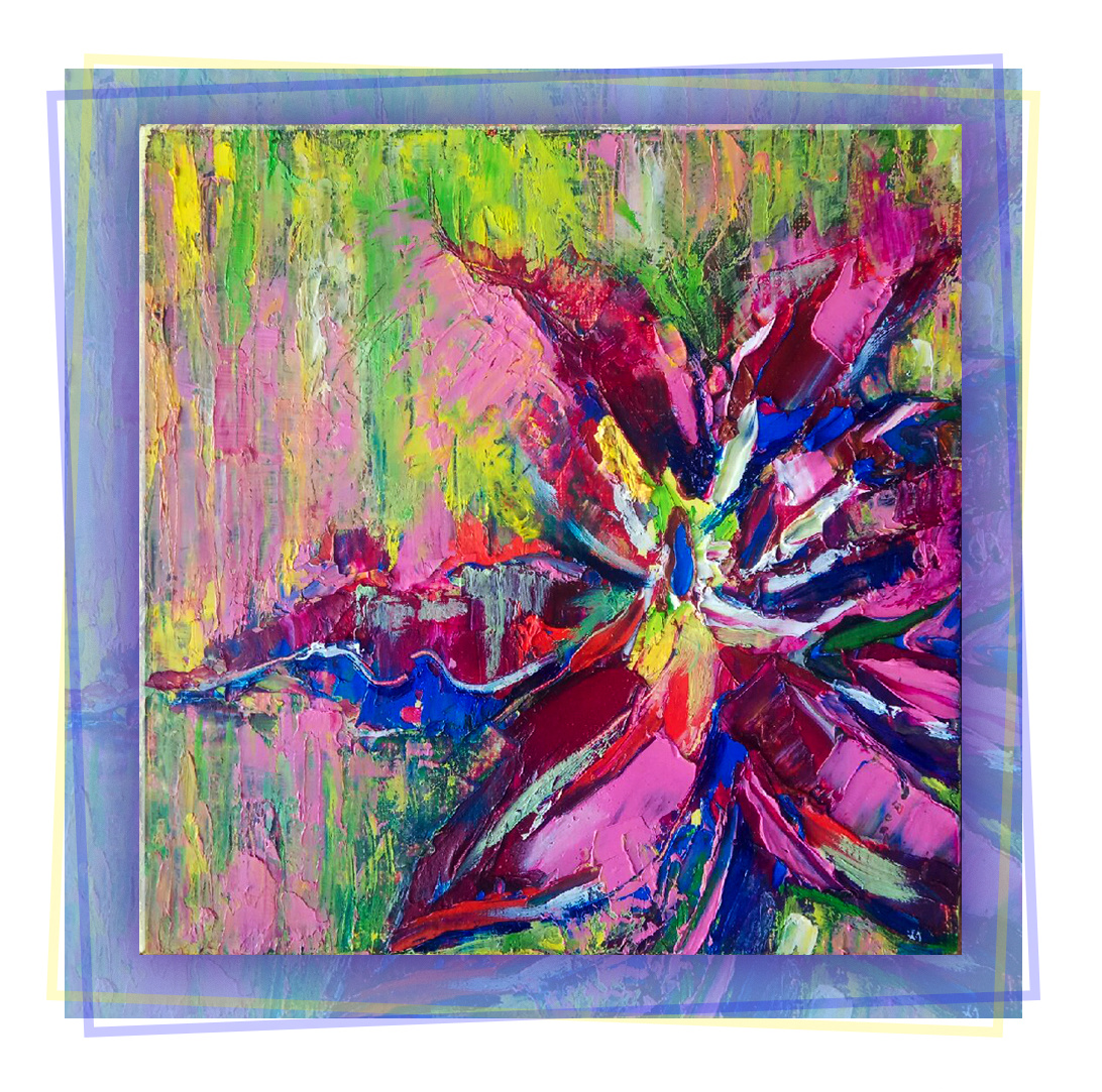 "Бордовая лилия", 2020 г. Холст на подрамнике/масло
20х20 см.

