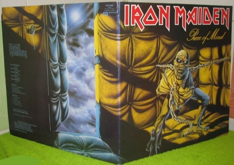 Виниловая пластинка Iron Maiden "Piece of Mind", 1983 г., внешний разворот