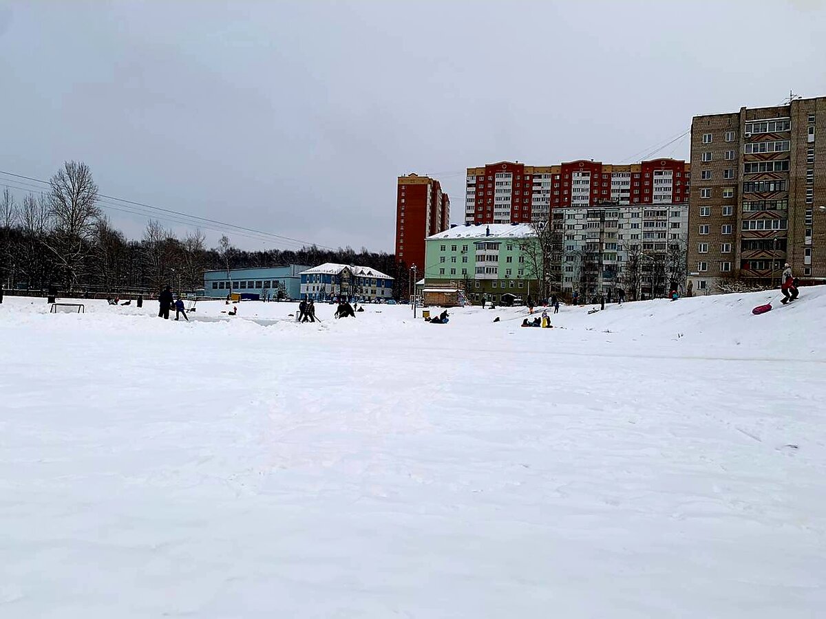 Выбрались погулять возле дома. Димон проболел все каникулы.