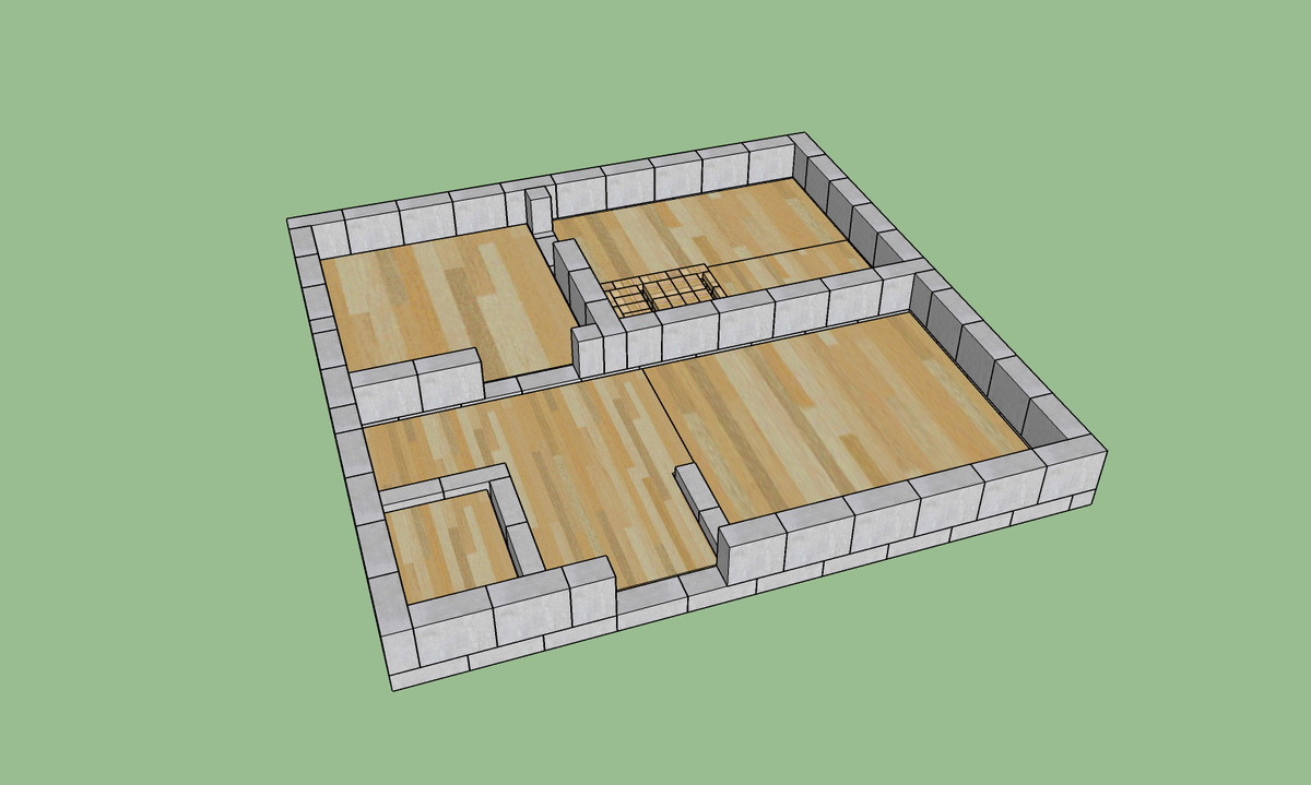 План бани, показан только нижний ряд блоков.