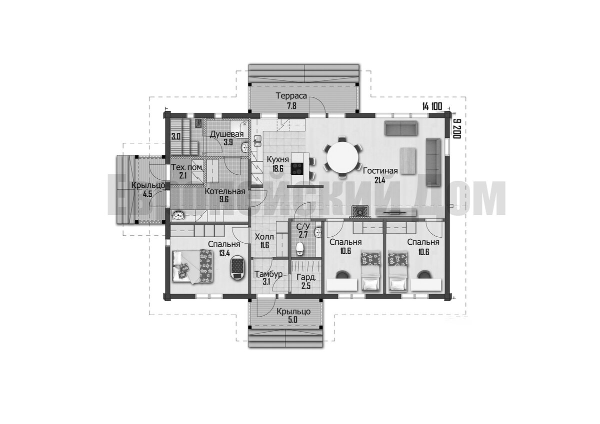 Планировка 1 этажа. Источник фото: dom-bt.com