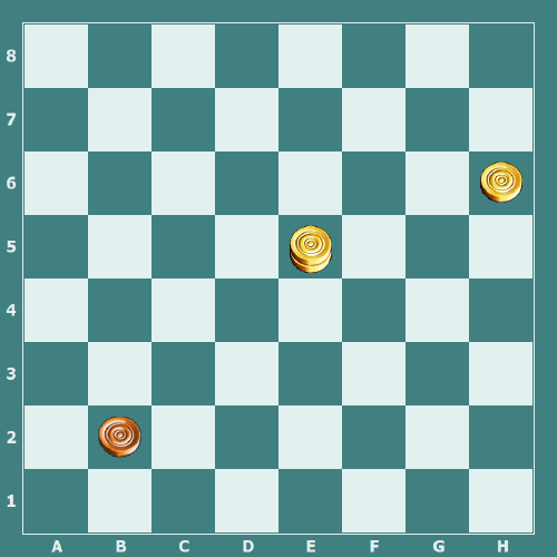 Концовка этюда Пеля (ход чёрных). Белые строят ловушку для новорожденной дамки чёрных, которая называется распутье.