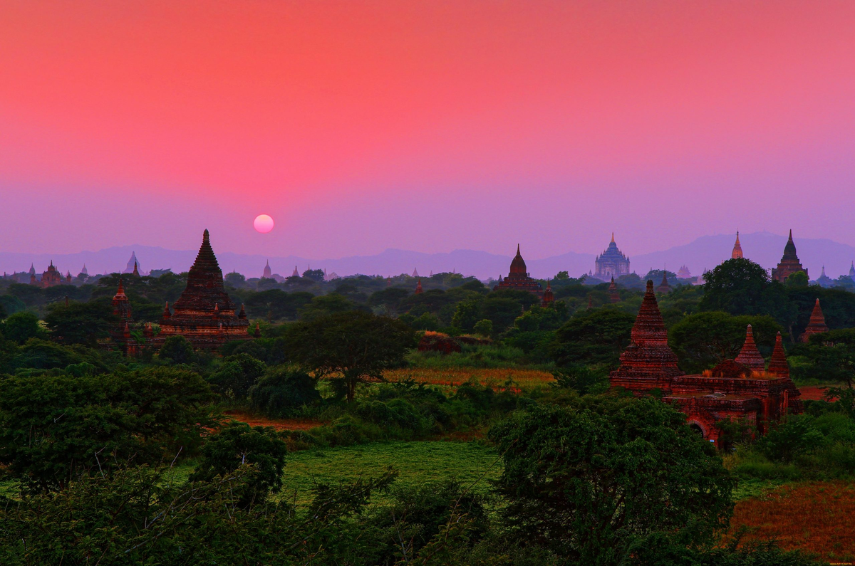 Храмы Багана Мьянма. Паган (Баган), Мьянма. Долина храмов Мьянма. Древняя столица Баган, Мьянма. Страна 1000 городов