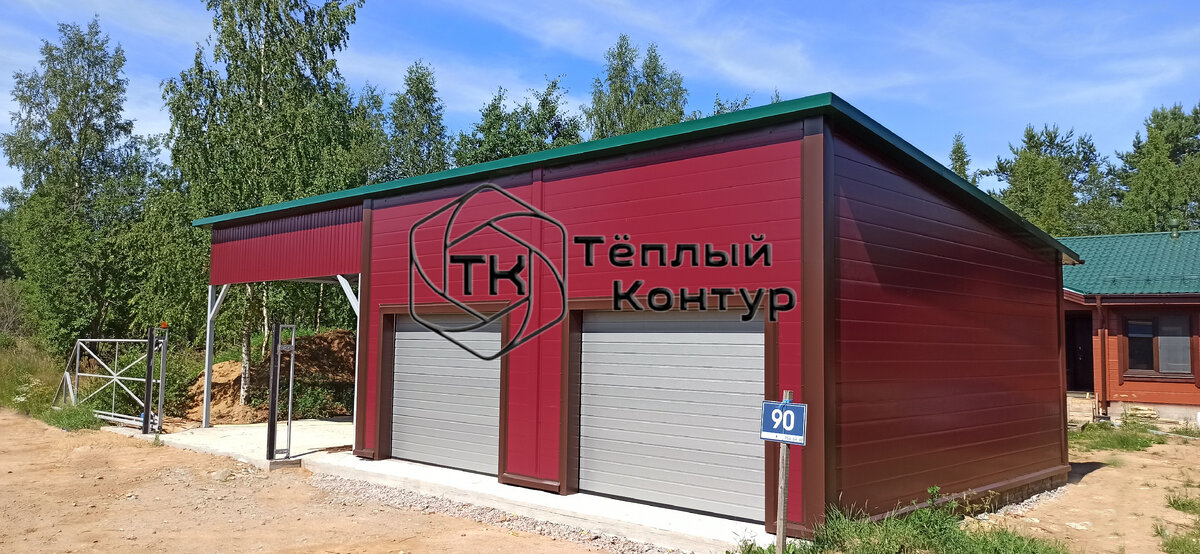 Гараж от компании "Тёплый Контур" из сэндвич-панели