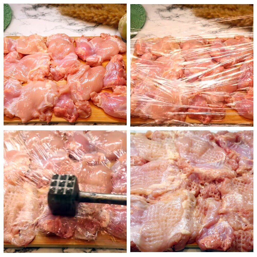 Отбиваем курицу для шницеля