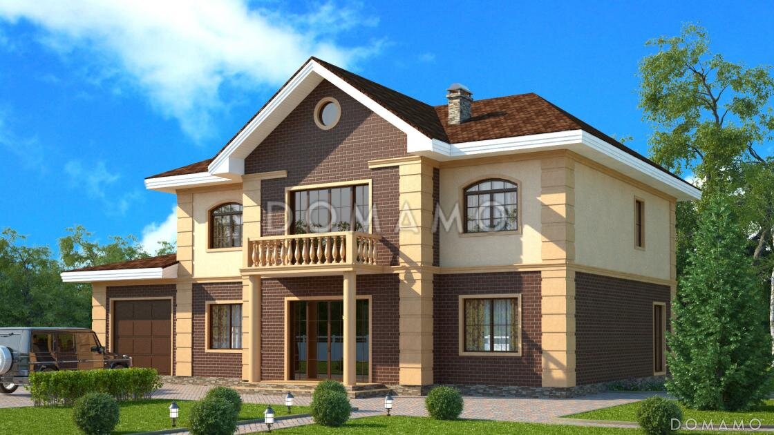 Проект D2451 — двухэтажный кирпичный особняк с гаражом