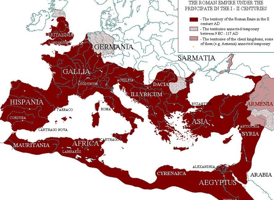 Карта Римской империи времен расцвета