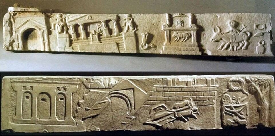 В процессе восстановления зданий архитекторы добавляли новые рельефы. На них изображались последствия землетрясения 62 года.