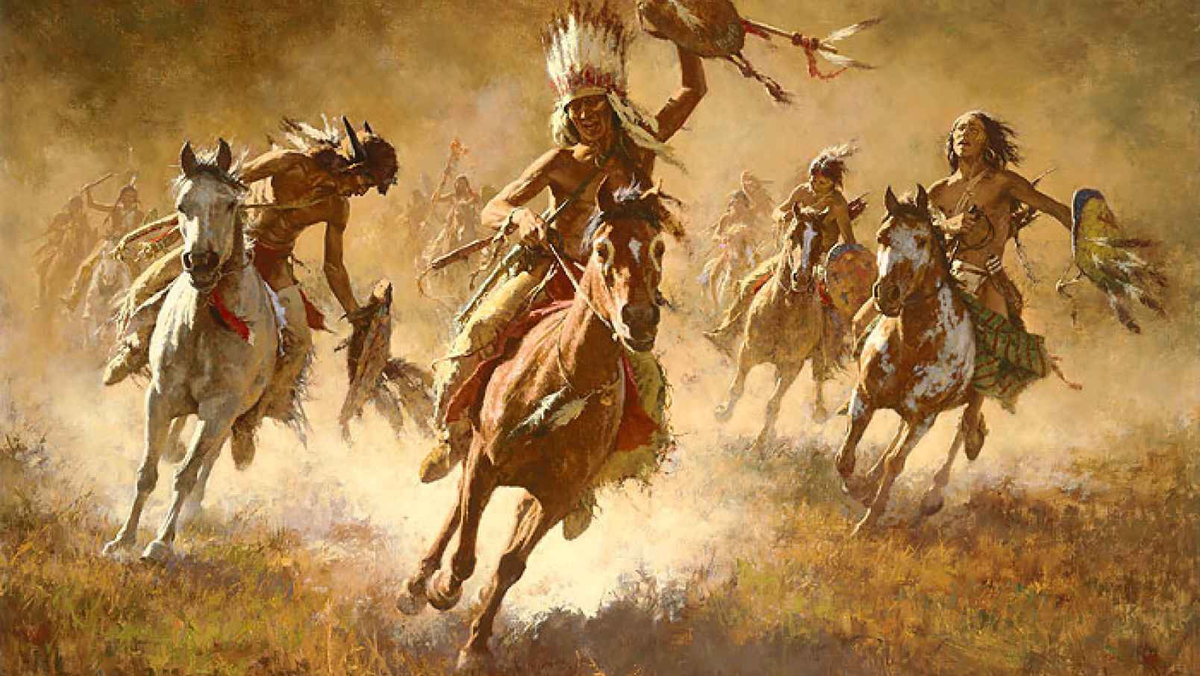 Индейцы Команчи войны. Howard Terpning. Апачи и Команчи. Индейцы битва арт. Североамериканские индейцы 6
