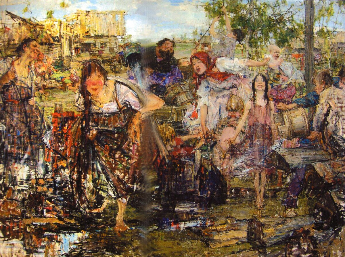 Фешин Н.И., «Обливание», холст, масло, 236 × 329 , ГМИИ Республики Татарстан, Казань 