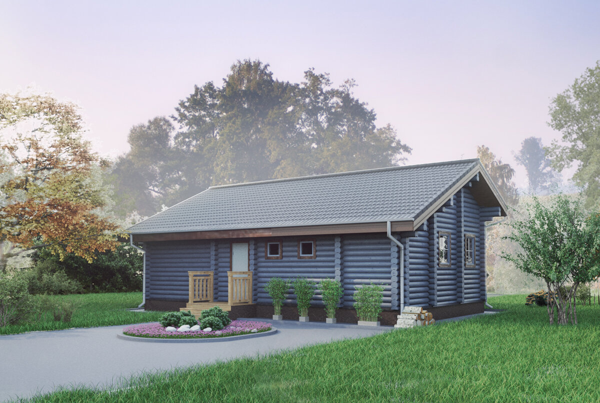 Проект дома из оцилиндрованного бревна S-201 от "Экохоум" 