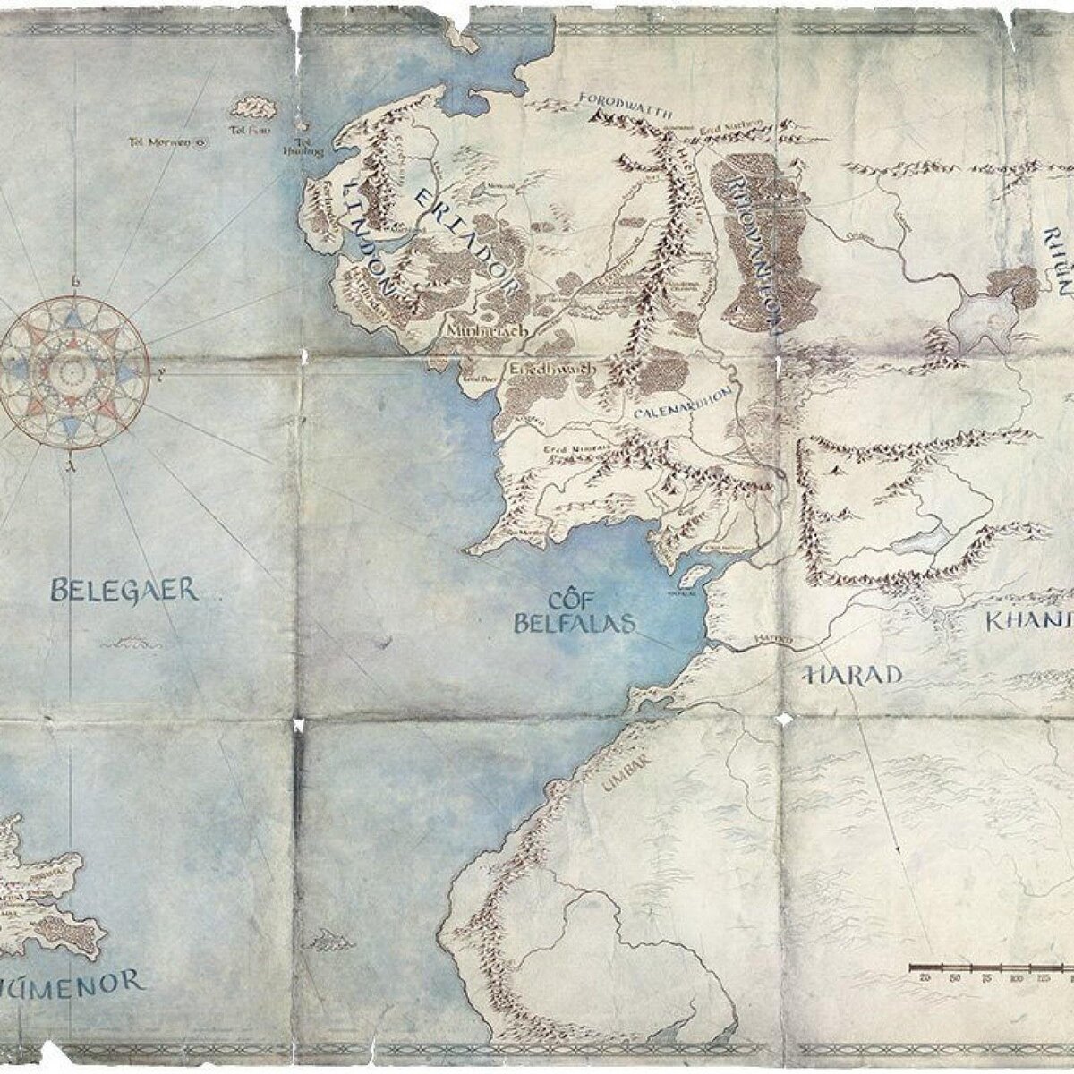 Карта Средиземья Второй эпохи.