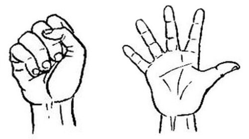 1. Сжимаем и как можно сильнее разжимаем кулаки и напрягаем пальцы. Выполняем 15-20 раз.