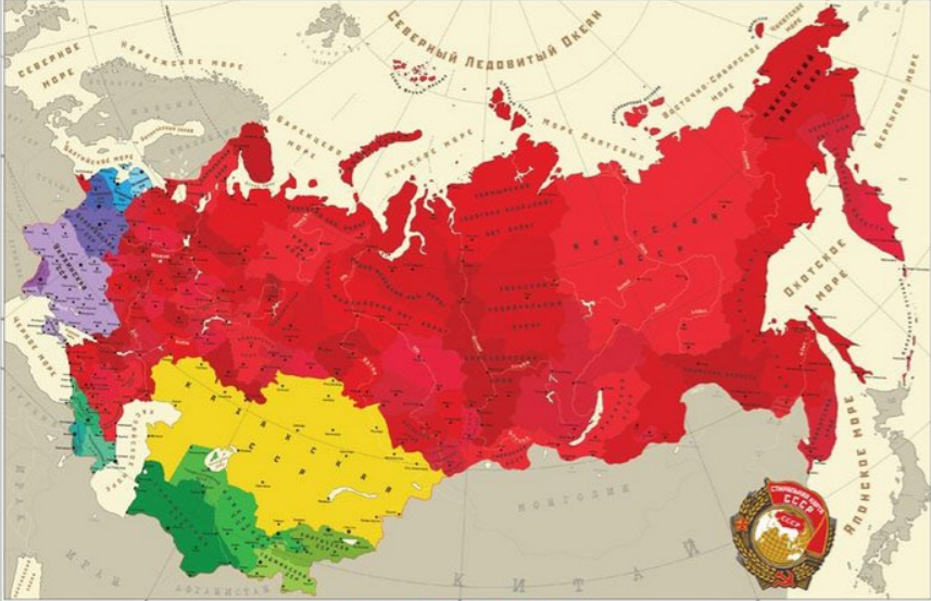 Карта ссср с республиками и городами во весь экран с увеличением 1970 год