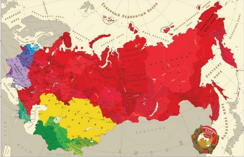 Карта республик ссср 1980 с республиками подробная