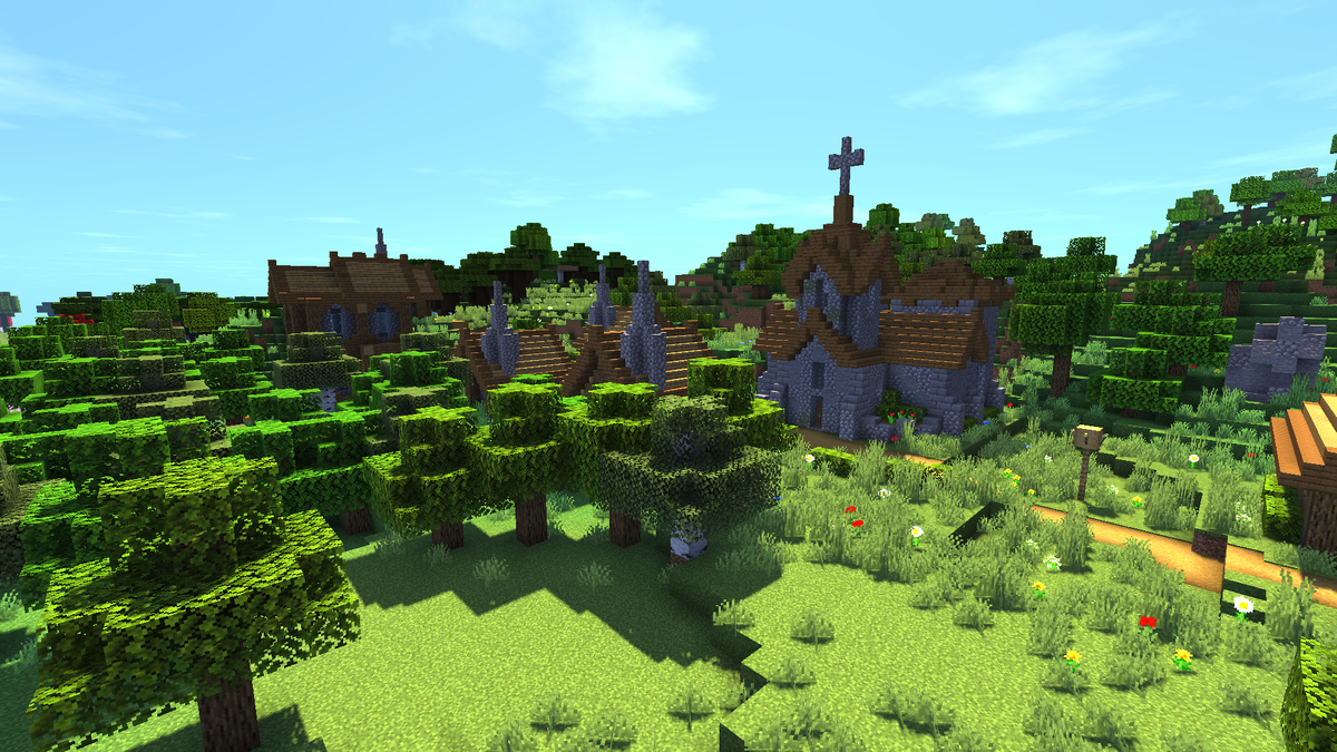 Вот пример из источника: https://minecraft-inside.ru/maps/141304-ogromnaya-derevnya.html