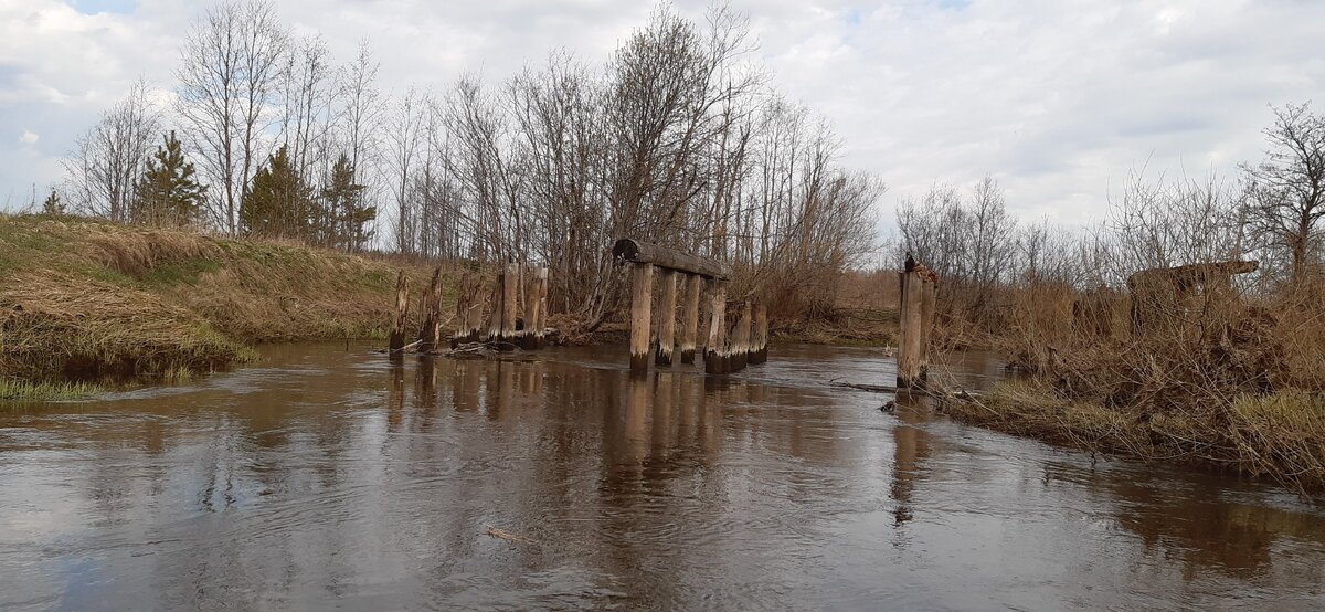 Разрушенный временем мост у д. Большой Лом