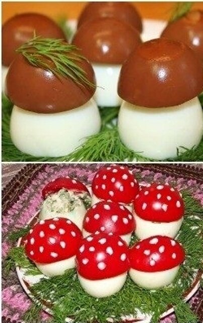 Фаршированные яйца-грибочки