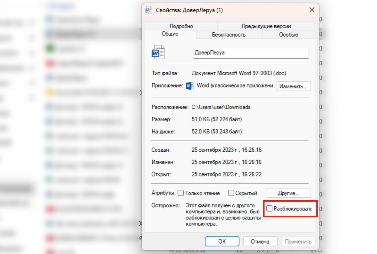 Снимаем блокировку с файла Microsoft Word