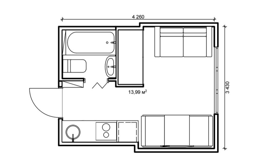 Планировка квартиры 14 кв. м.