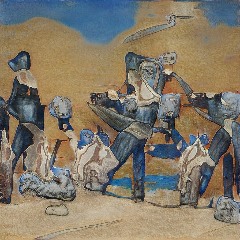 Картина "Разногласия в команде", созданная нейросетью Яндекс.Алиса