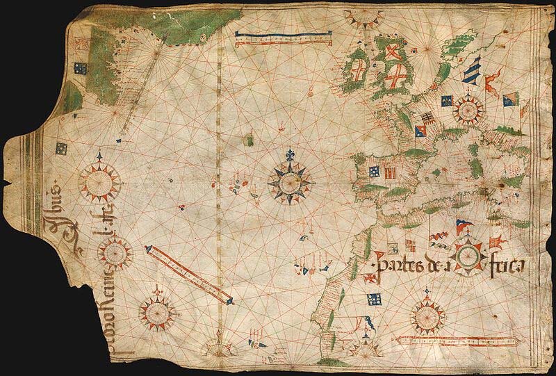 Старинная морская карта 1504 года, www.coinspt.moost.ru/rosemap.php