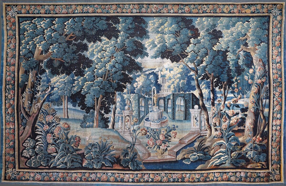 Лет гобелен. Шпалера Вердюра. Мильфлер шпалеры. Вердюра гобелен. Французский гобелен 17-18 века.