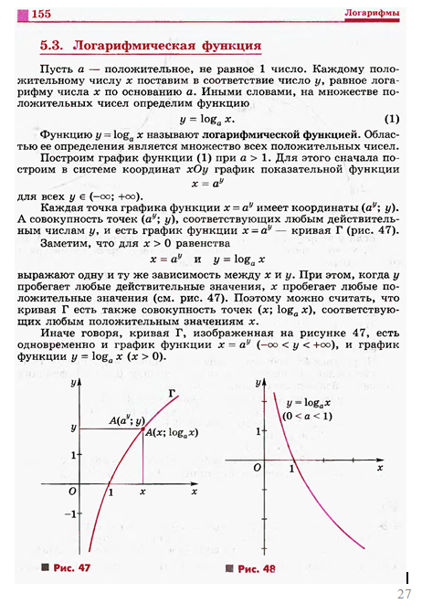 1 свойства логарифмической функции