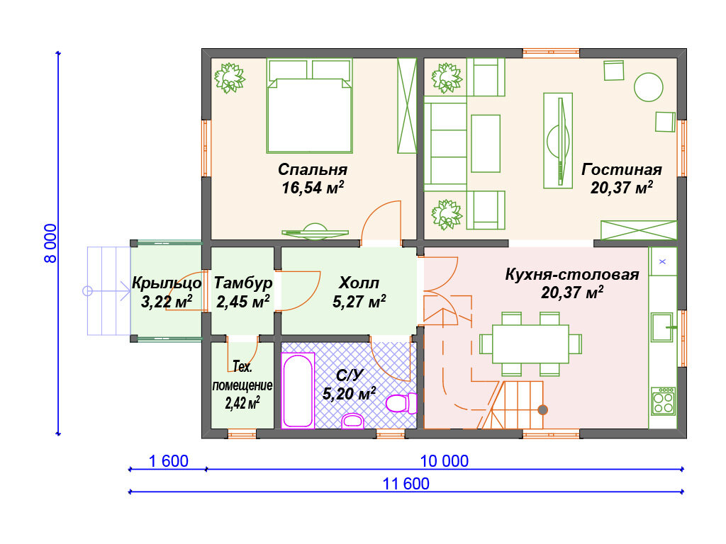 Проект простого двухэтажного дома [8х10 м] | Arplans.ru - проекты домов |  Дзен