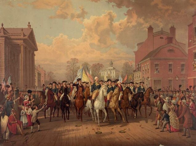 Джордж Вашингтон въезжает в Нью-Йорк. 25 ноября 1783 года