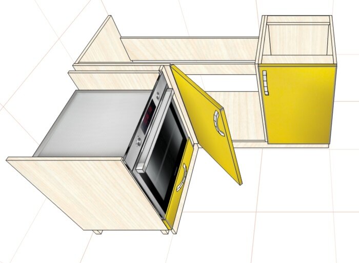 Как соединить угловую кухню нижние модули
