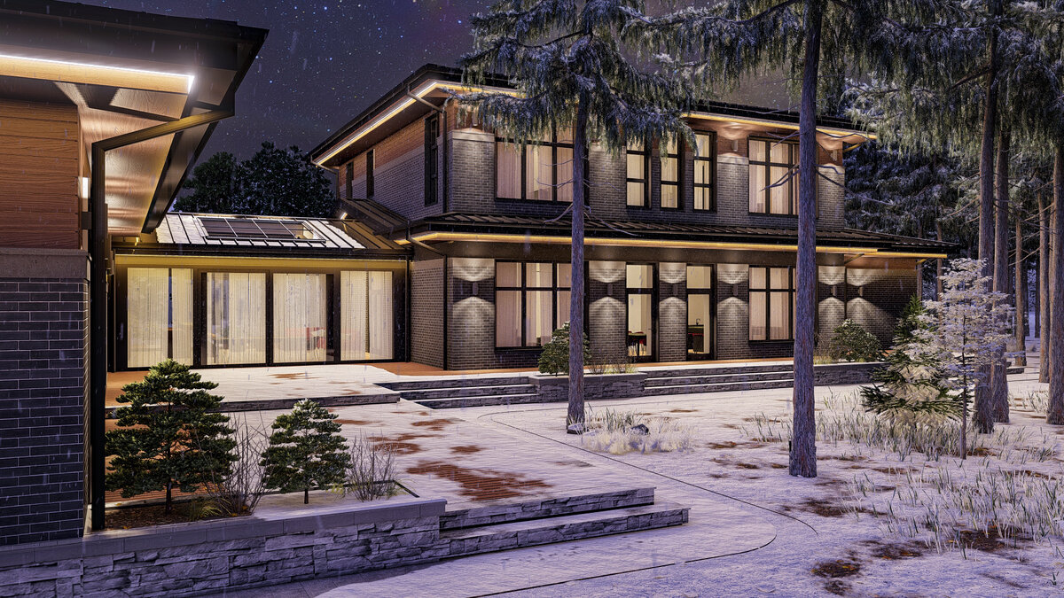 Монолит-Хаус. Визуализация проекта загородного дома в Санкт-Петербурге