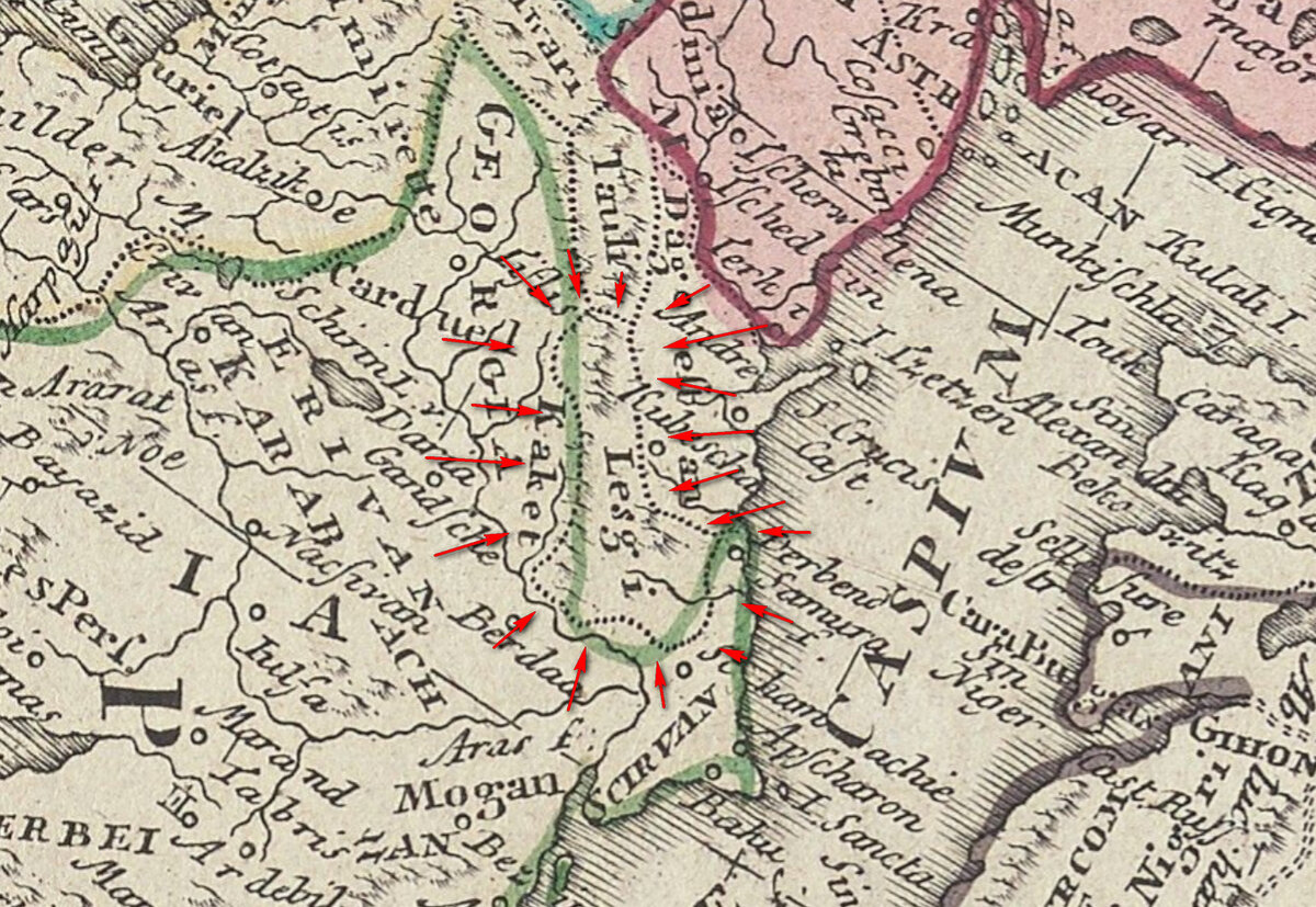 Карта лезгистана в 17 веке