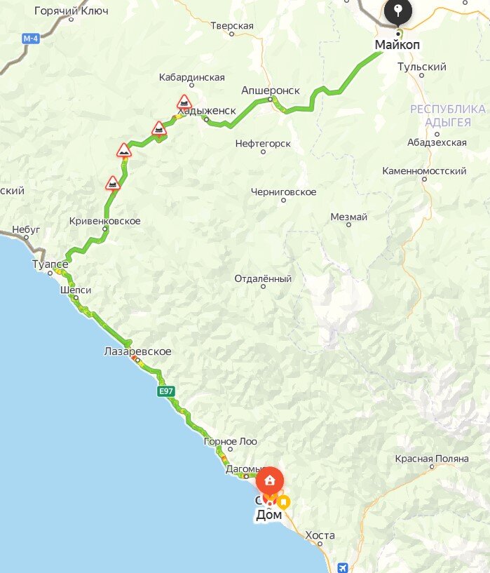 Сочи - Туапсе - Хадыженск - Майкоп