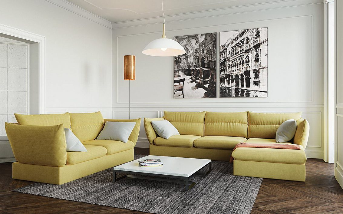 Прямой 2х-модульный и угловой 3х-модульный диван с оттоманкой MONRO 14 
