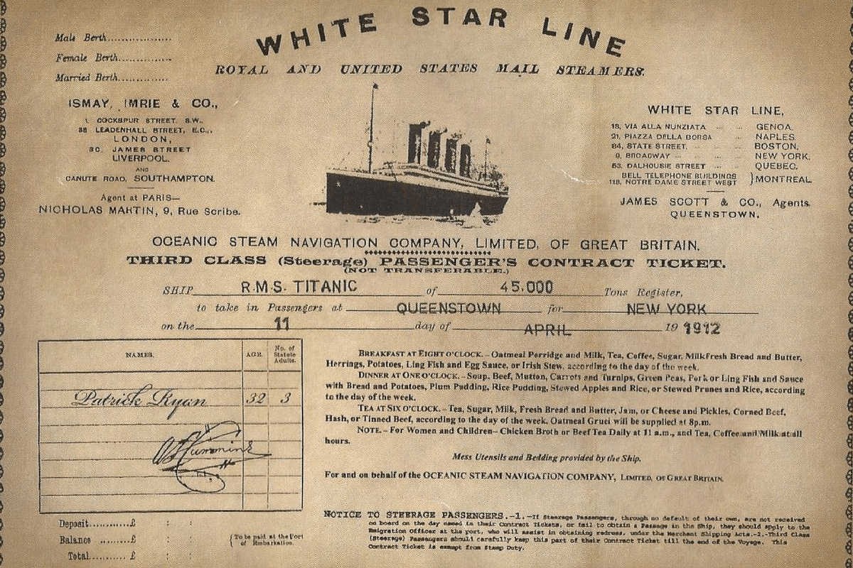 Один из билетов на Титаник