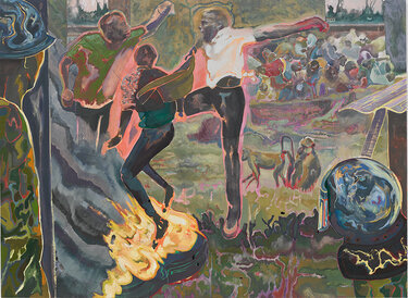 Майкл Армитаж, соучастник, 2019 год, масло из коры Любуго, 220 × 300 см. Любезно предоставлено: the artist and White Cube, London / Hong Kong; фотография: Тео Кристелис, White Cube, Лондон / Гонконг