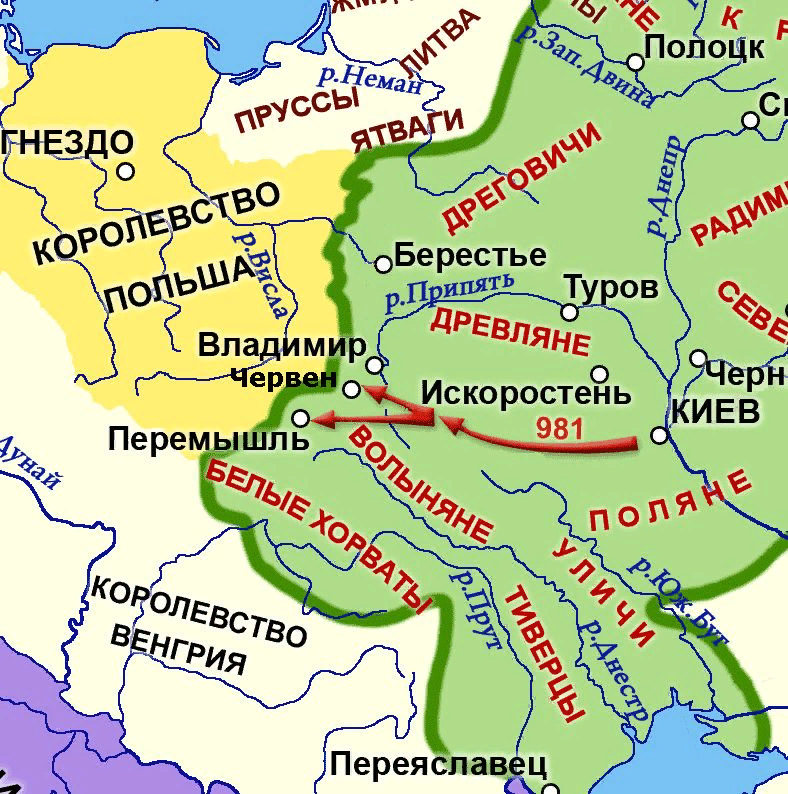 Земли руси. Поход Владимира на Польшу 981. Походы князя Владимира Святославича 981. Червенские походы Владимира. Польский поход Владимира Святославича.