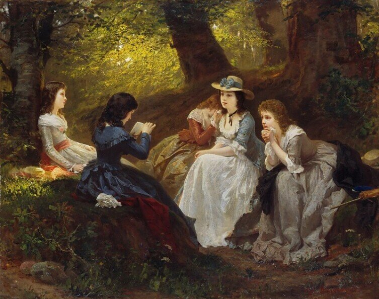 Вильгельм Амберг, «Чтение романа Гёте „Страдания юного Вертера“», 1870 г.