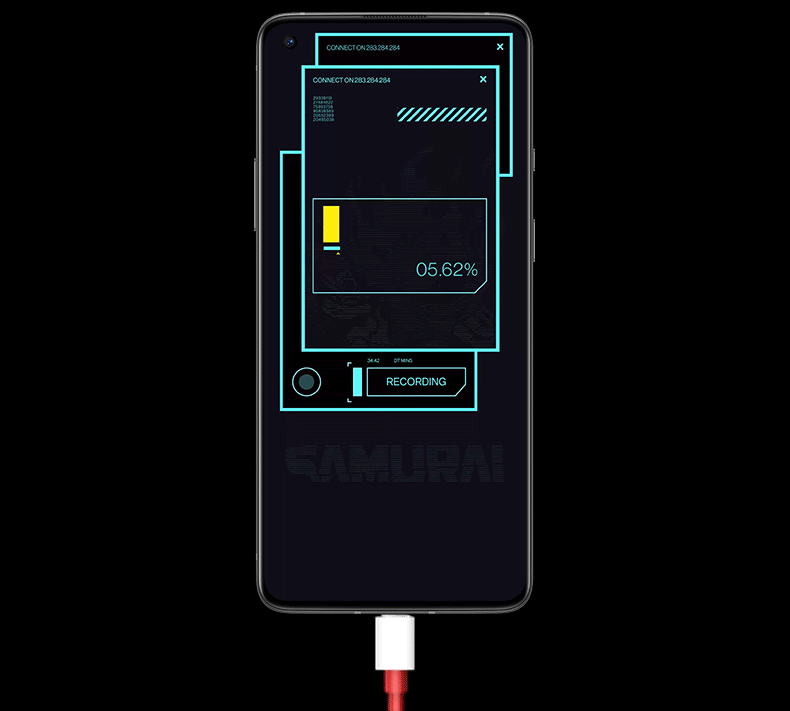 Анимация при зарядке OnePlus 8t Cyberpunk edition.