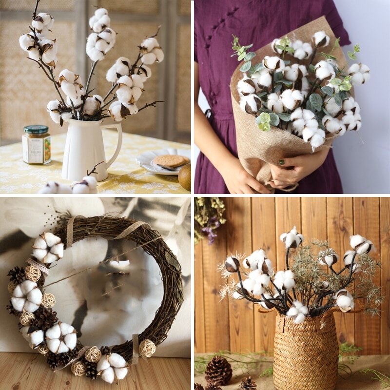 Идеи для применения веточек хлопка