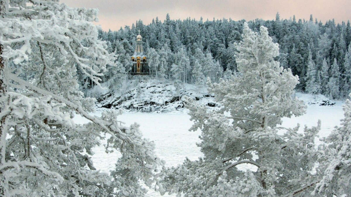 Зима в Карелии храм