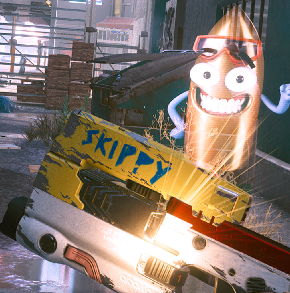 Одним из самых мощных и удобных видов оружия в Cyberpunk 2077 от CD Projekt RED является «умный» пистолет Скиппи, который разговаривает голосом популярного комика Александра Гудкова. Здесь вы узнаете, как получить, где найти пистолет Скиппи, и что с ним делать дальше. 
В игре Cyberpunk 2077 от создателей «Ведьмак 3: Дикая охота» есть легендарный говорящий пистолет Скиппи (Skippy), сообщает Gamebomb.ru. О нем некоторые игроки узнали из ролика об озвучке игры, так как голосом оружия с искусственным интеллектом и хамским характером стал комик Александр Гудков. Где же найти этот пистолет Скиппи? Найти его довольно просто, если знать, что разработчики сами оставили подсказку. В районе Хейвуд (Heywood) рядом с точкой быстрого перемещения Виста-Дель-Рей (Vista Del Rey) на карте есть метка второстепенного задания с очень высоким уровнем сложности. На самом деле это шутка от создателей игры. Именно в этом месте можно найти говорящий пистолет Скиппи в Cyberpunk 2077. И никакой опасности в этой локации нет. Только уникальное оружие и труп незнакомца. Но на этом интересное не заканчивается.