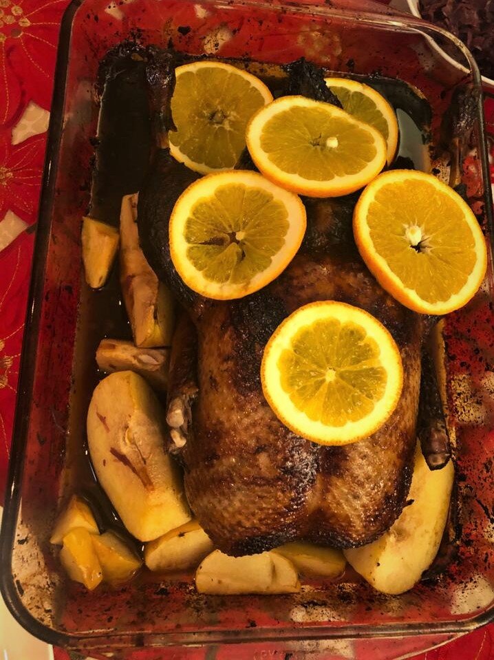утка под апельсинами