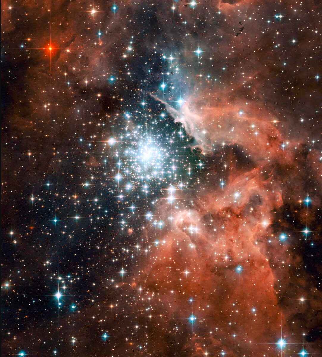 Туманность NGC 3603, изображение получено космическим телескопом Хаббл.