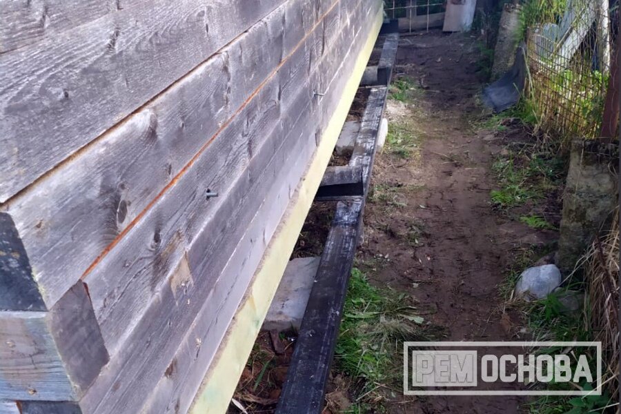 Замена фундамента на свайно-винтовой с выносом и монтаж нижней обвязки в СНТ Электросила (Чаща)